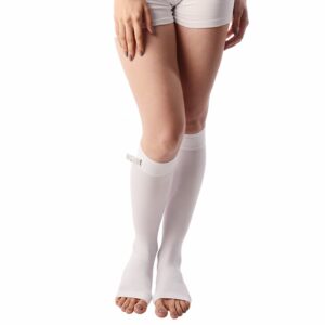 Anti-Embolism - Knee (Mild Support) | Improves Blood Circulation | Swollen | Tired | Aching Legs (White)